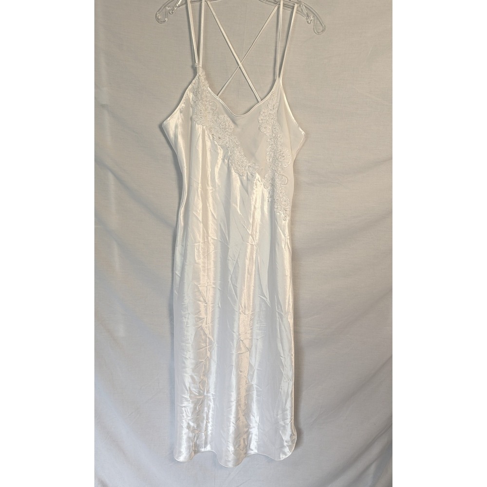 Vintage Intimo Amore Gown Large Ivory Satin Slip Dress Glamour Romantic Elegant